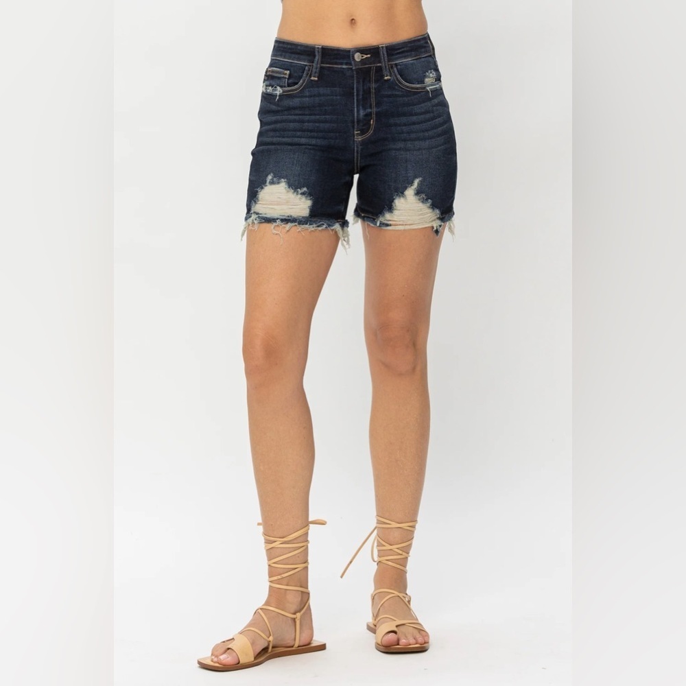 Judy Blue High Waist Destroyed Stretchy Denim Shorts 15254 size small